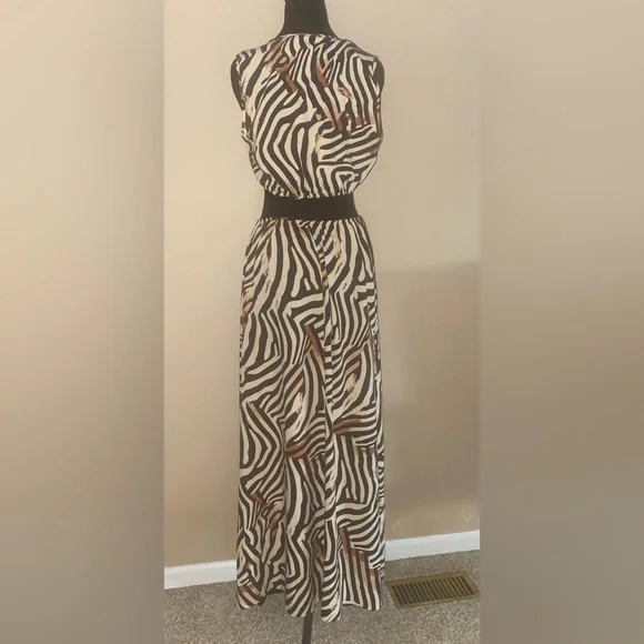 Animal Safari Print Maxi Cutout Dress by Shoe Dazzle Sz S - Picture 6 of 7